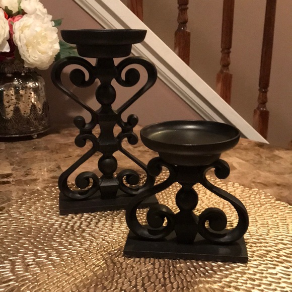Pottery Barn Architectural Scroll Pillar Holders